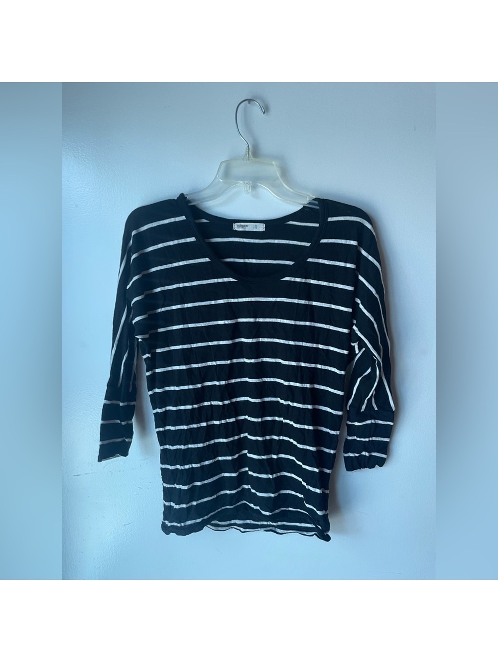 Women’s Black White Striped Old Navy size xs 3/4 sleeve Tote11